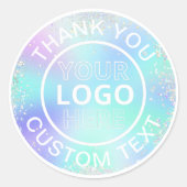 Holografische stijl Glitter Business Logo Hartelij Ronde Sticker (Voorkant)