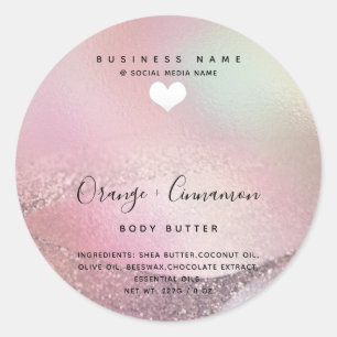 Holografische typografie witte hart Bodyboter Ronde Sticker