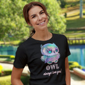 Holografische uil altijd van je houden t-shirt