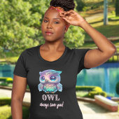 Holografische uil altijd van je houden t-shirt