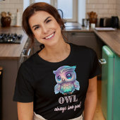 Holografische uil altijd van je houden t-shirt