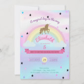 Holografische Unicorn, Rainbow Birthday Invitation Kaart (Voorkant)