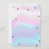 Holografische Unicorn, Rainbow Birthday Invitation Kaart (Achterkant)