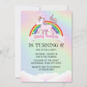 Holografische Unicorn & Rainbow Birthday Party Kaart (Voorkant)