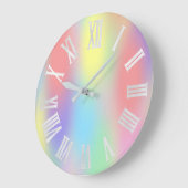 Holografische Unicorn Rainbow Gray Roman Numbers Grote Klok (Hoek)