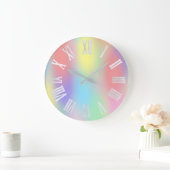 Holografische Unicorn Rainbow Gray Roman Numbers Grote Klok (Huis)