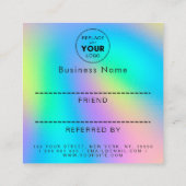 Holografische Unicorn-regenboog toevoegen Logo en  Aanbevelingskaartje (Achterkant)