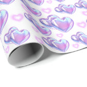 Holografische Valentijnsdag van 3D Hearts Cadeaupapier (Rol Hoek)