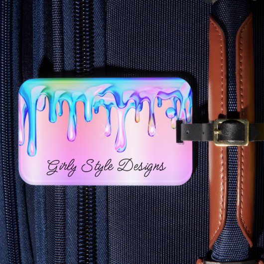 Holografische verf maakt pastel en regenboogombre bagagelabel (Voorkant Insitu 4)