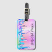 Holografische verf maakt pastel en regenboogombre bagagelabel (Voorkant (verticaal))