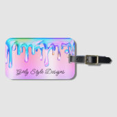 Holografische verf maakt pastel en regenboogombre bagagelabel (Voorkant (horizontaal))