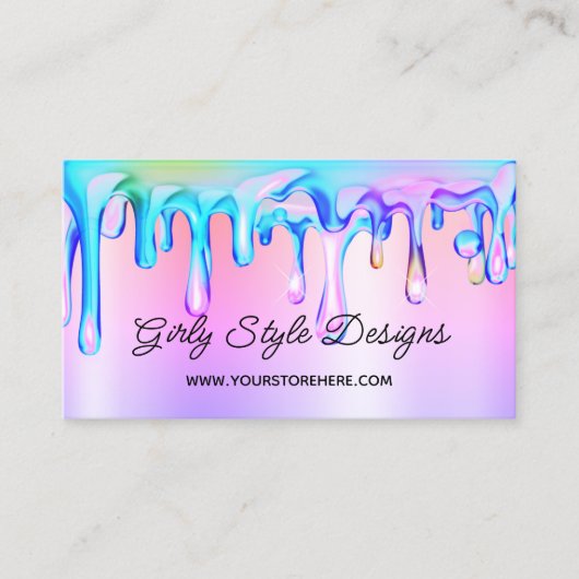 Holografische verf maakt pastel en regenboogombre visitekaartje (Voorkant)