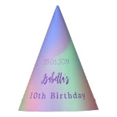 Holografische verjaardag party meisje feesthoedjes (Voorkant)