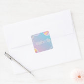 Holografische viering: "Vier" typografie Vierkante Sticker (Envelop)