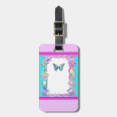 Holografische Vlinder Bagagelabel Aqua (Voorkant verticaal)