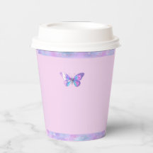  Holografische Vlinder Papier cup Roze