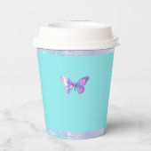 Holografische Vlinderpapier Cup Aqua Papieren Bekers (Achterkant)