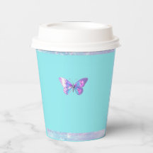  Holografische Vlinderpapier Cup Aqua