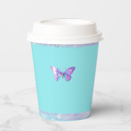 Holografische Vlinderpapier Cup Aqua Papieren Bekers