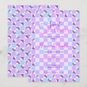 Holografische vlinders Paarse dambord Kaart (Voorkant / Achterkant)