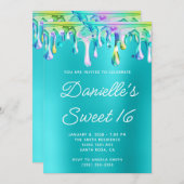 Holografische vloeibare druppel Turquoise Blue Swe Kaart (Voorkant / Achterkant)