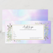 Holografische voorjaarsbladeren Cadeaucertificaat (Voorkant / Achterkant)