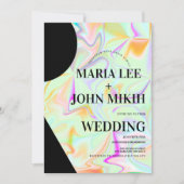 Holografische vormen Faux Roze Glitter Uitnodiging (Voorkant)