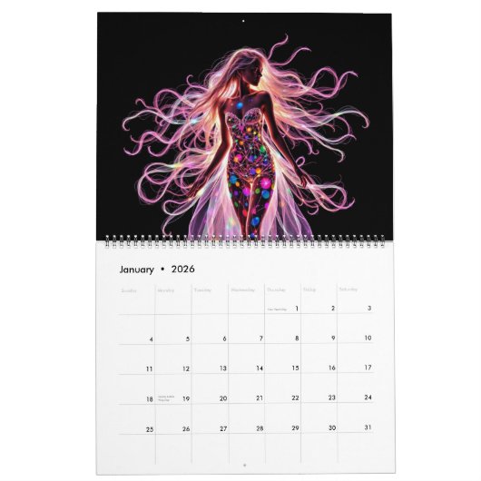 Holografische vrouwen kalender (Jan 2026)