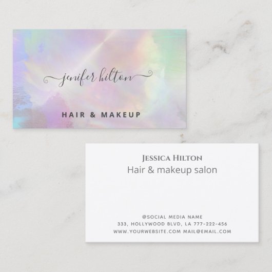 Holografische waterverf elegant abstract bedrijf c visitekaartje (Voorkant / Achterkant)