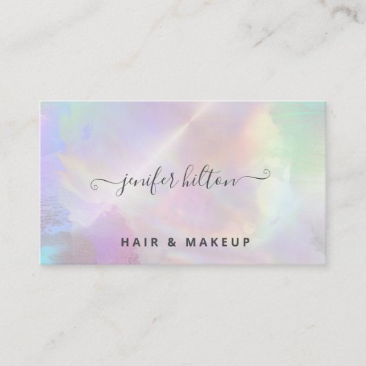 Holografische waterverf elegant abstract bedrijf c visitekaartje (Voorkant)