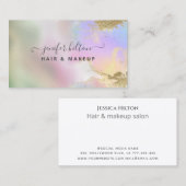 Holografische waterverf elegant abstract visitekaartje (Voorkant / Achterkant)