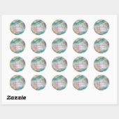 Holografische waterverf elegant abstracte handteke ronde sticker (Vel)