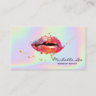 Holografische Waterverf Lippen Make-up Artist Salo Visitekaartje