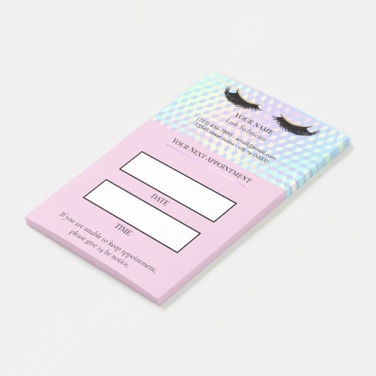 Holografische wimperafspraak post-it® notes (Schuin)