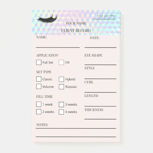 Holografische Wimpers Klant Post-it® Notities Notes (Voorkant)