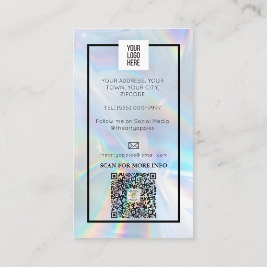 Holografische wimpers Wimper Extensies make-up Visitekaartje (Achterkant)