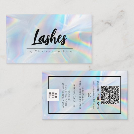 Holografische wimpers Wimper Extensies make-up Visitekaartje (Voorkant / Achterkant)
