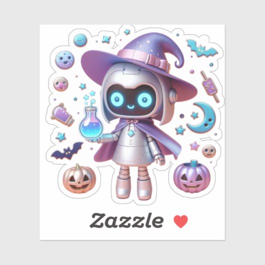 Holografische Witch Robot Vinyl Schattige Hallowee Sticker (Vel)