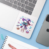 Holografische Witch Robot Vinyl Schattige Hallowee Sticker (Laptop met iPhone)