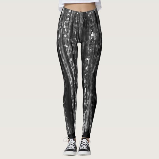 Holografische Zilveren Grijze Tinsel Glam #1 #wall Leggings (Voorkant)