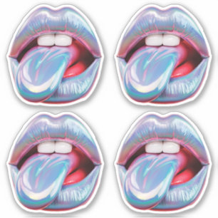 Holografische zilveren mond sticker