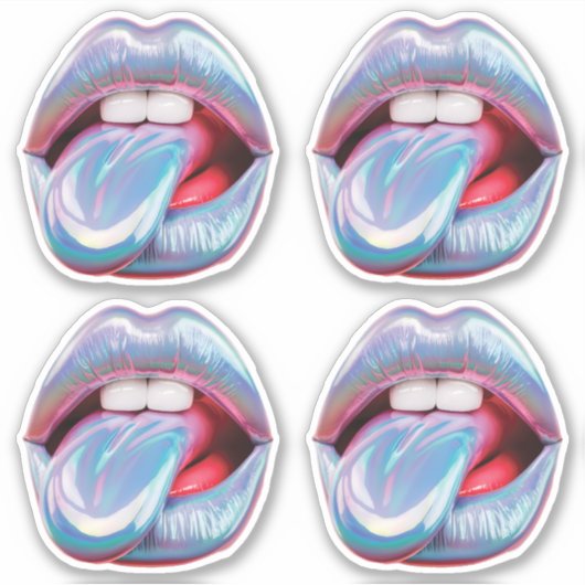 Holografische zilveren mond sticker (Voorkant)