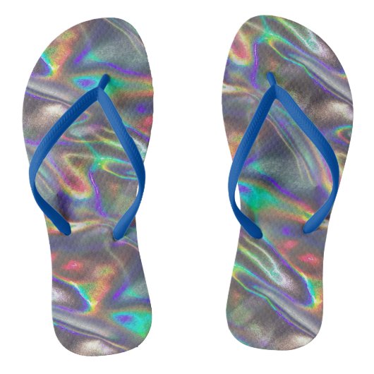 Holografische zilveren teenslippers schoenen sanda (Voetbed)