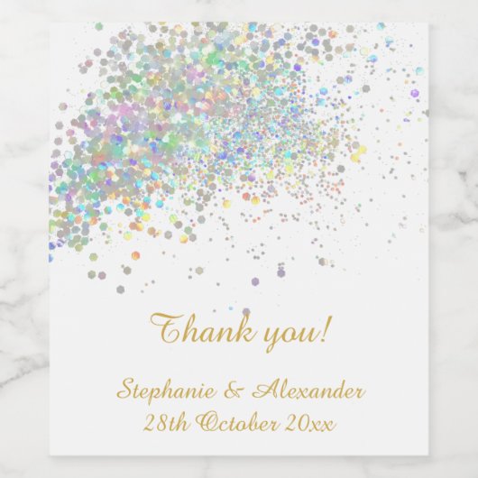 HOLOGRAFISCHE ZITPLAATWIJN VAN WITTE GOUD WIJN ETIKET (Enkel label)