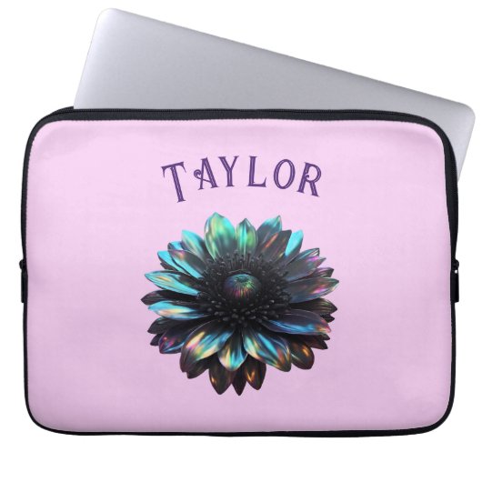 Holografische Zwarte Dahlia Elektronikazak Laptop Sleeve (Voorkant)