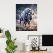 Hologram Bison Storm Plains Poster (Thuiskantoor)