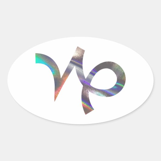 hologram Capricorn Ovale Sticker (Voorkant)