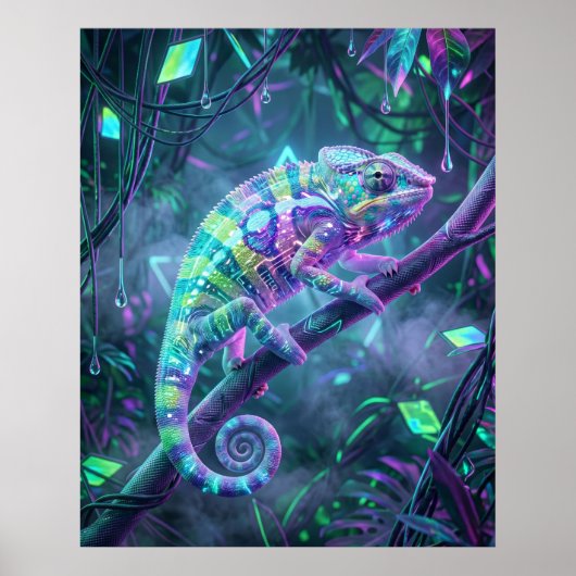 Hologram Chameleon Data Vine Poster (Voorkant)