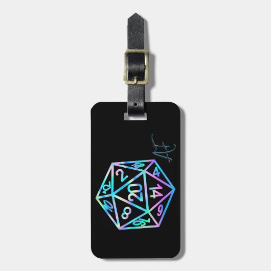 Hologram D20 Crit AF | PnP Tabletop Gamer Dice Bagagelabel (Voorkant verticaal)