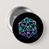 Hologram D20 Crit AF | PnP Tabletop Gamer Dice Ronde Button 7,6 Cm (Voorkant /achterkant)
